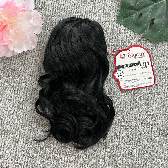 Synthetic Ponytail Hair Extension 14” Natural Black - Picture 1 of 9